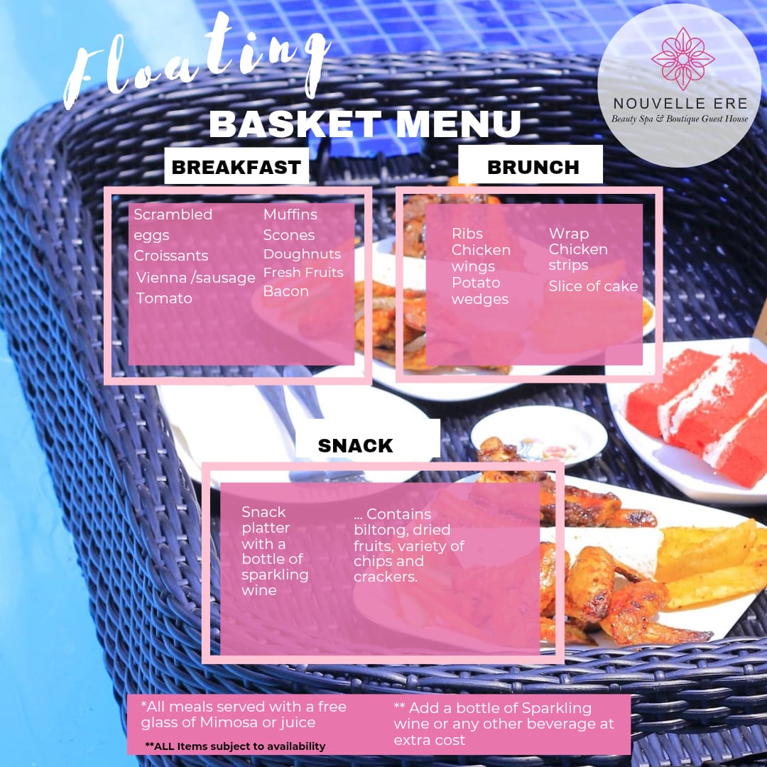 Nouvelle Ere Beauty Spa & Boutique Guest House Floating Basket Menu