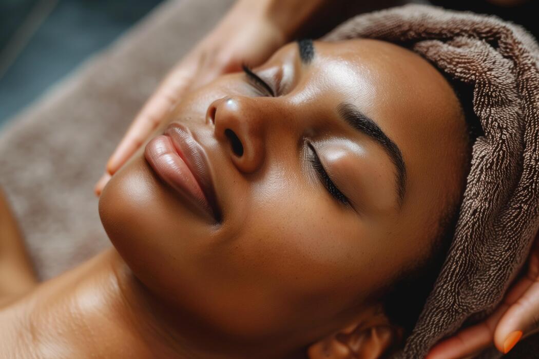 close-up-portrait-of-young-african-american-woman-lying-on-massage-table-in-spa-salon-photo
